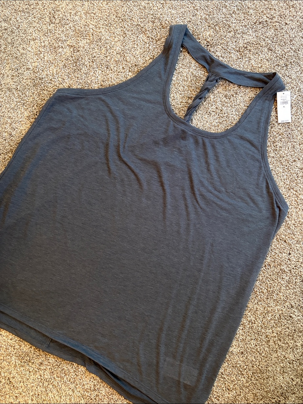 New GAP Charcoal Braided-Racerback Tank Top